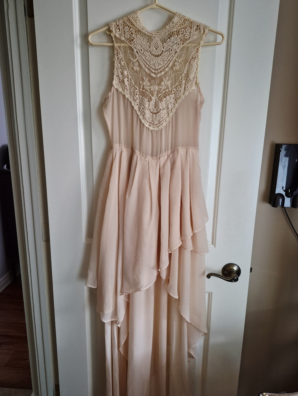 23 Cream Lace/Sheer Maxi | Peach